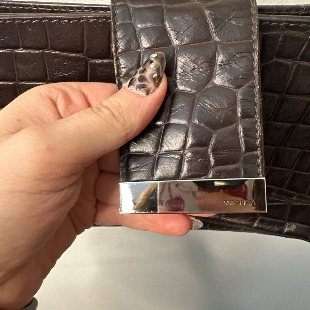 Via Spiga Genuine Croc Embossed Leather Mini Bag
